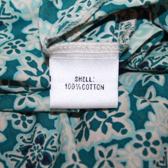 SALE: Vintage Talbots Beaded Collar Button-up 3/4 Sleeve, XL Turquoise/Lt. Blue - Picture 10 of 11